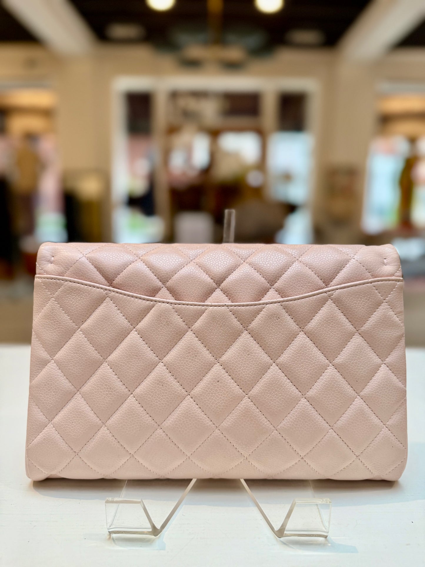 Chanel Classic Flap Clutch Beige
