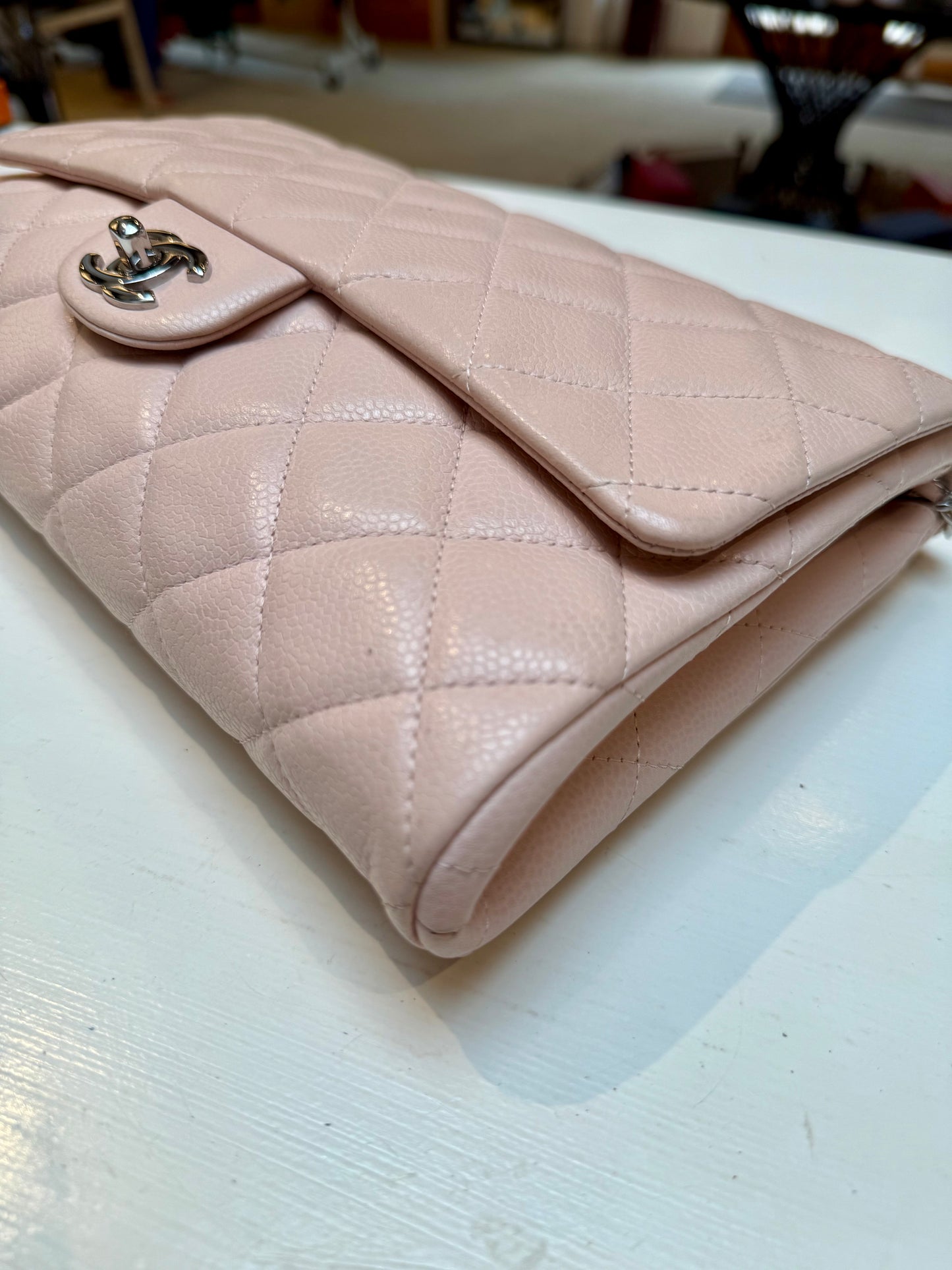 Chanel Classic Flap Clutch Beige