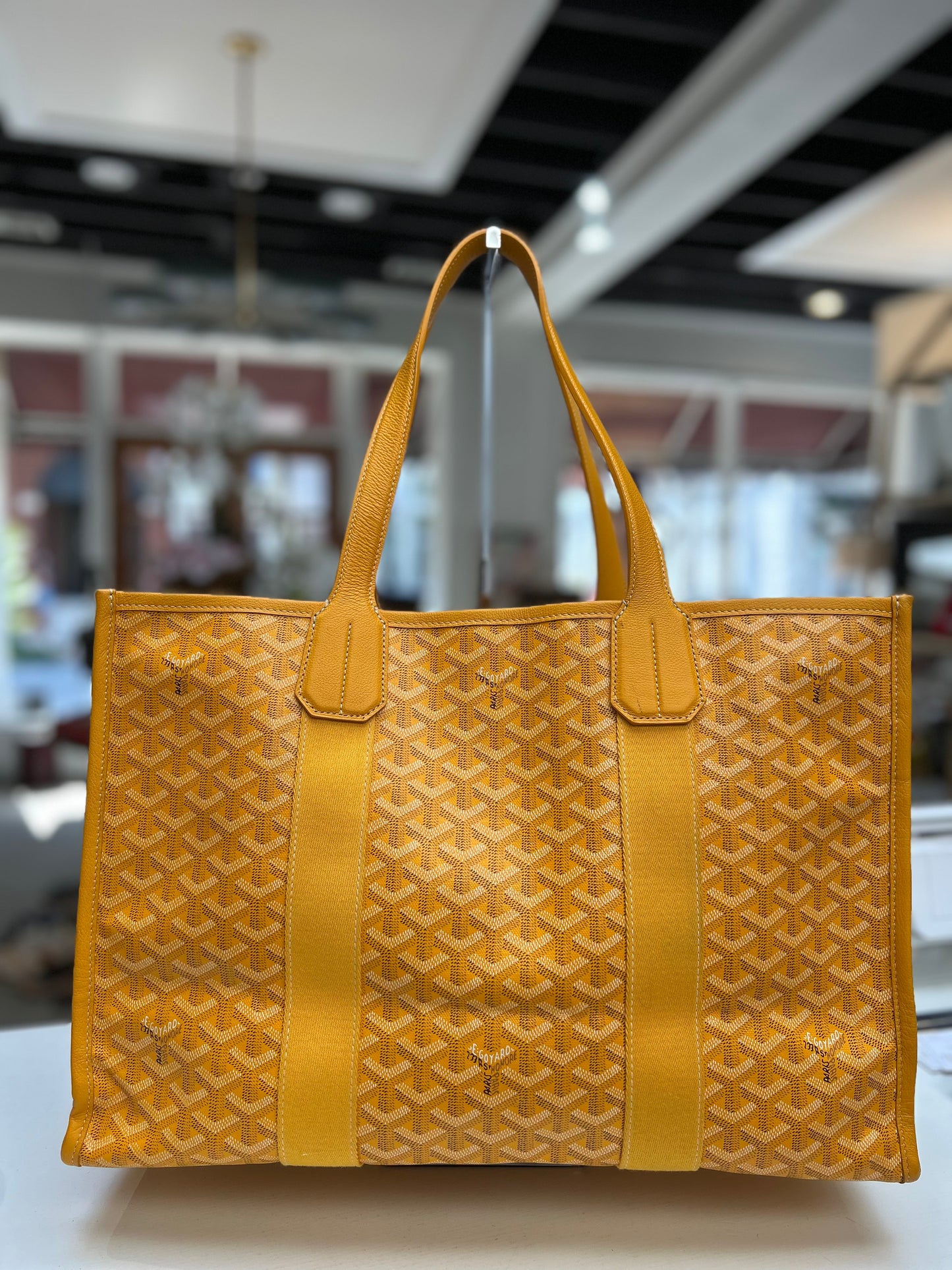 Goyard Yellow Goyardine Bulldog Villette GM Tote