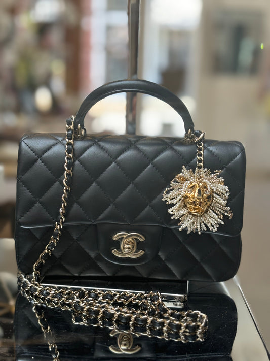 Chanel Rectangular Mini Flap Top Handle- Lionhead Charm