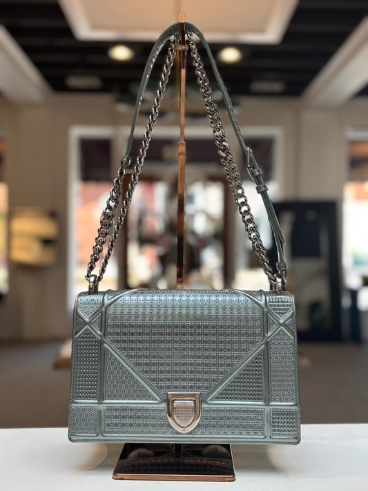 Dior Diorama Medium Metallic Silver