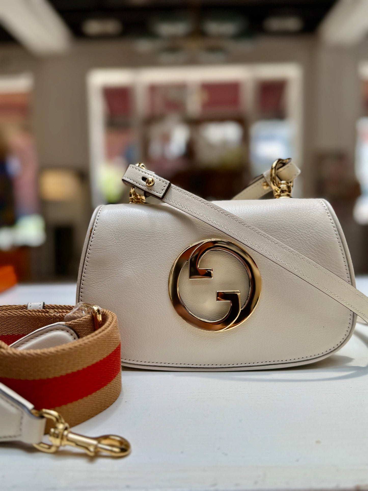 Gucci White Leather Blondie Mini Crossbody